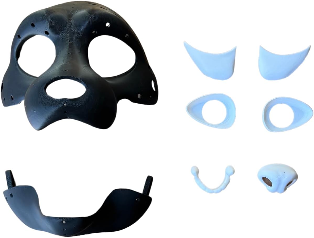 Ferret | Caniform Fursuit Headbase | 3D Printed in PLA | Furry Mask | Includes Jaw, Eyes, Nose, Teeth (Gray, 9 Inches)