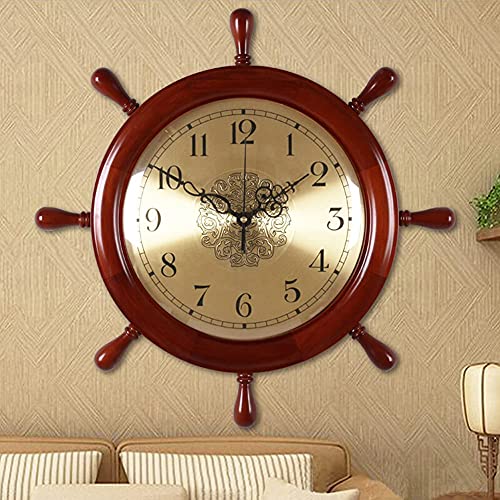 Horloge murale roues de navire bois massif métal 51 cm décoration salon design