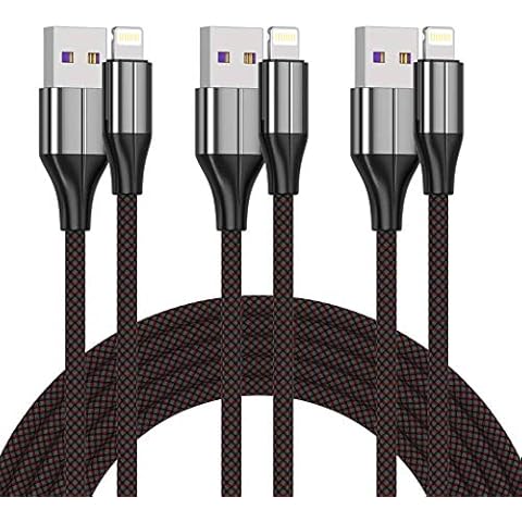 FEEL2NICE iPhone Charger Cable [MFi Certified] ，(3 Pack 10 Foot) Nylon Braided Lightning Cable, iPhone Charging Cord USB Cable Compatible with iPhone 11/Pro/X/Xs Max/XR/8 Plus /7 Plus/6/ iPad （Black） Cover