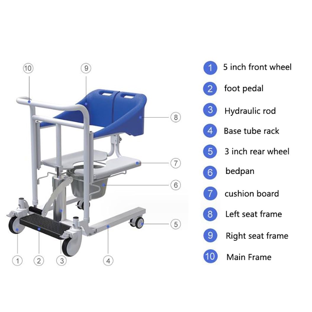 Silla de ruedas de transferencia portátil,Silla de ruedas elevadora de pacientes,silla de ducha con elevador de transferencia,gruas para personas mayore,Asiento Dividido 180° A