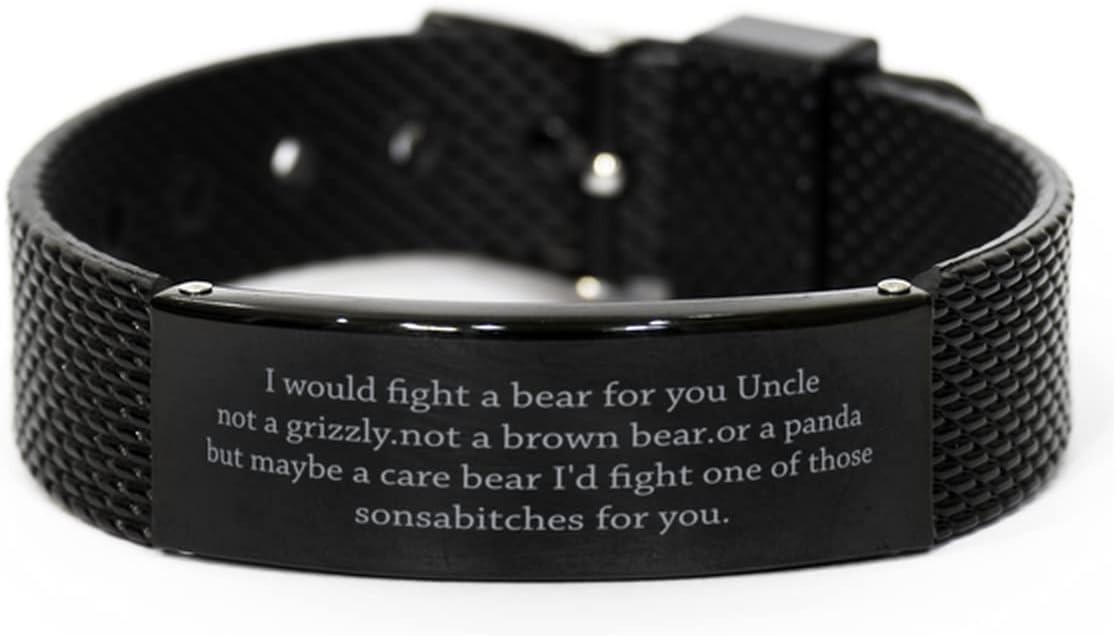 Funny Uncle Gifts,I Would Fight A Bear For You Uncle Bracelet,Gifts for Uncle,Uncle gifts,mesh bracelet