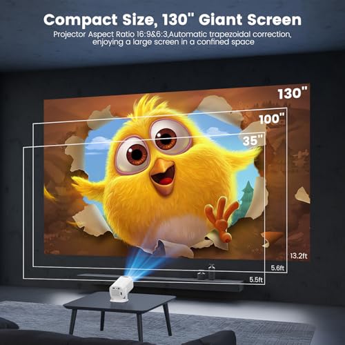 Osikem Mini Projector with Bluetooth, Support 4K Support 130" Screen Movie Projector with Auto Focus & Keystone, 5G+2.4G WiFi 6 Connection Video Projector Compatible with Smartphone Laptop - Image 5