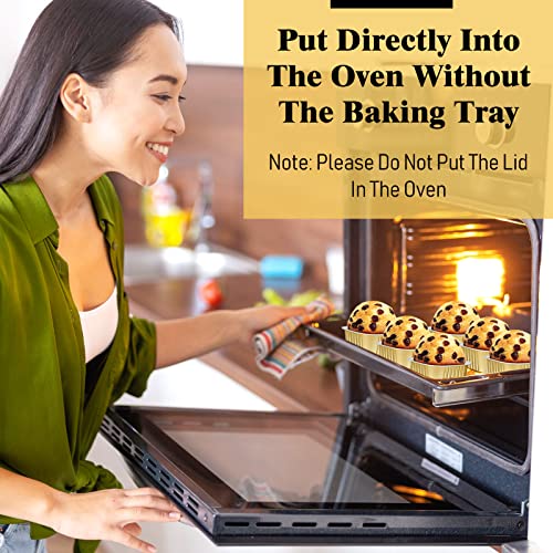 200 Pcs 5 Oz Aluminum Foil Baking Cups With Lids 150 Ml Foil Cupcake Containers Disposable Ramekins Mini Creme Brulee Pudding Cups Square Muffin Liners Flan Cups For Wedding Christmas Birthday Party #TOP3