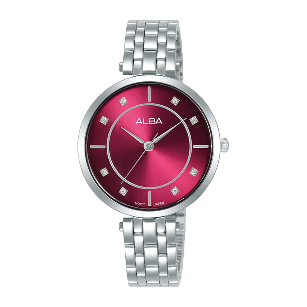 Alba Stainless Steel Women Analog Wristwatch Arx085X1, Red Dial, Silver Band (B0C4TXHDGZ) Amazon Price History, Amazon Price Tracker