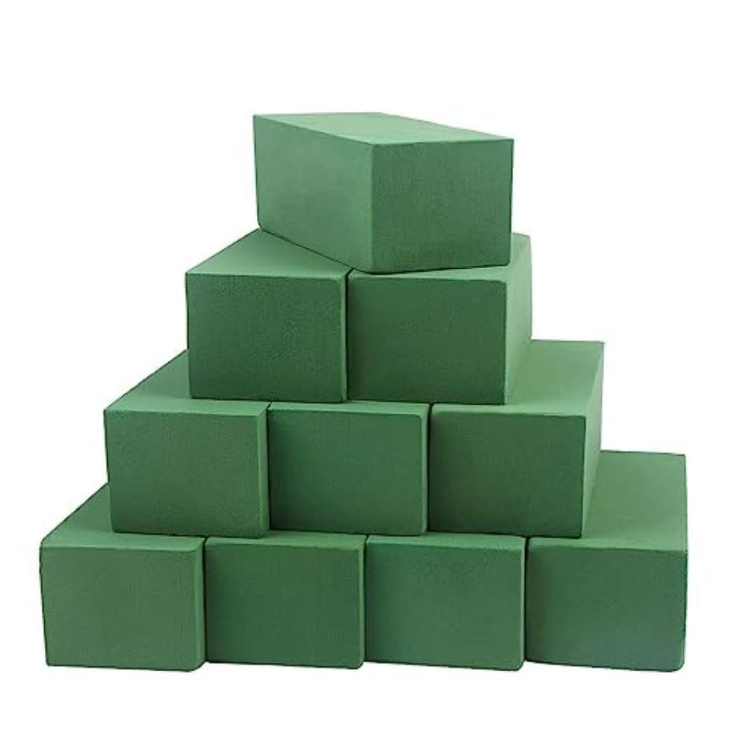 Wet Floral Foam Blocks Large Floral Bricks Flower Mud Foam Kit for Florist Floral Arrangement Green Styrofoam Dry or Wet - 9"L x 3.1"W x 4.3" H (Pack of 10)-image-10