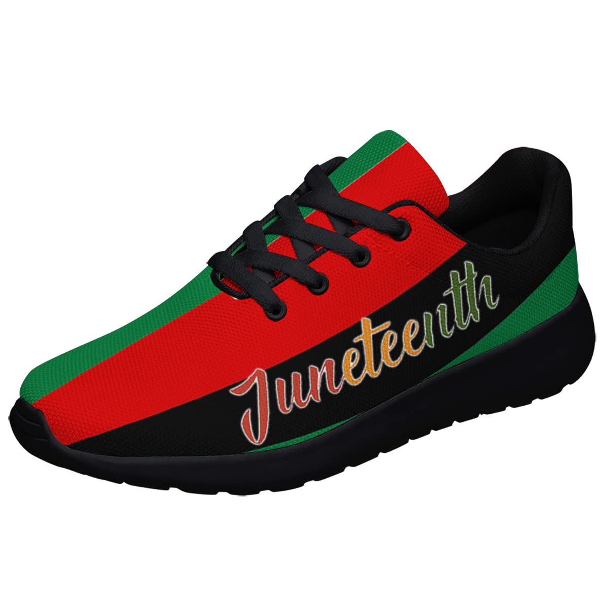 Juneteenth Shoes, Freeish Since 1865 African American Women Running Sneakers Unisex Casual Tennis Shoes Black Size 10.5