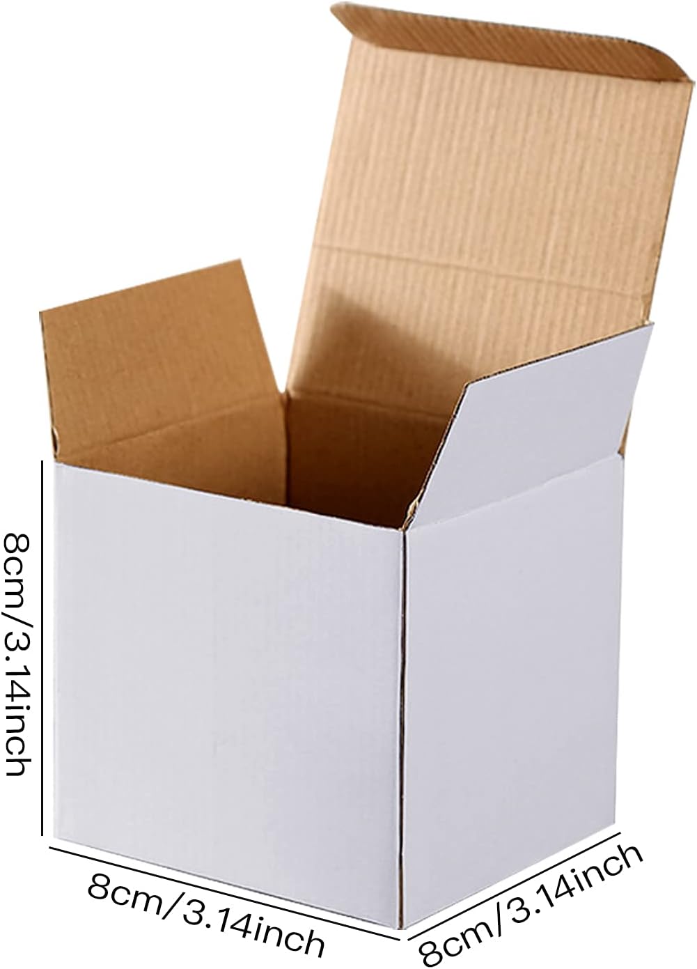 25 Pcs Shipping Boxes, 3.15x3.15x3.15Inches White Kraft Corrugated Cardboard Boxes Small Mailing Boxes Recycable Cardboard Box Cube Gift Packaging Box for Shipping and Packing : Office Products