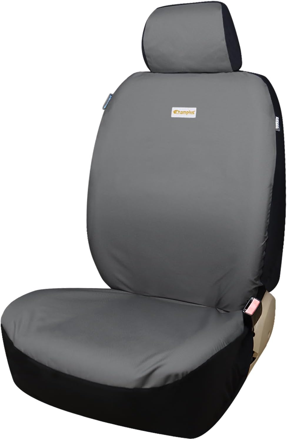 Champlus Car Seat Cover, Seat Protector for Cars SUVs Trucks, Detachable Seat Back Kick Mat and Organizer, Waterproof & Sweatproof, Airbag Compatible, Quick Install, Gray