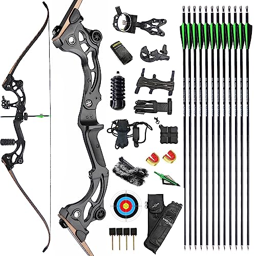 Arc et Fleche AMEYXGS Arc Recourbé 64" pour Maîtriser le Tir sur Cible et la Chasse