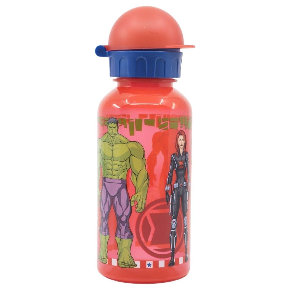 Om Supplies Avengers Characters Childrens Reusable Drinking Bottle 370Ml - Holiday, Back To School Lunch Kids Bpa Free Plastic (Avengers)
