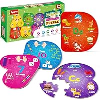 SYNARRY Number and Alphabet Puzzles for Kids Ages 3-5, ABC Learning for Toddlers Ages 3+, Preschool Activities Letter Puzzles Montessori Educational Toys Gifts for 4 5 6 7 8 Year Old Boys Girls