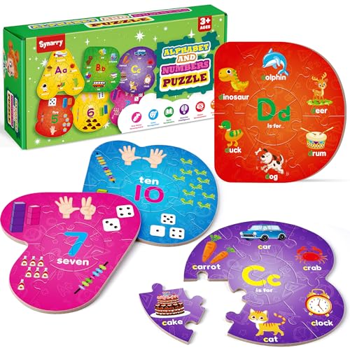 SYNARRY Number and Alphabet Puzzles for Kids Ages 3-5, ABC Learni...