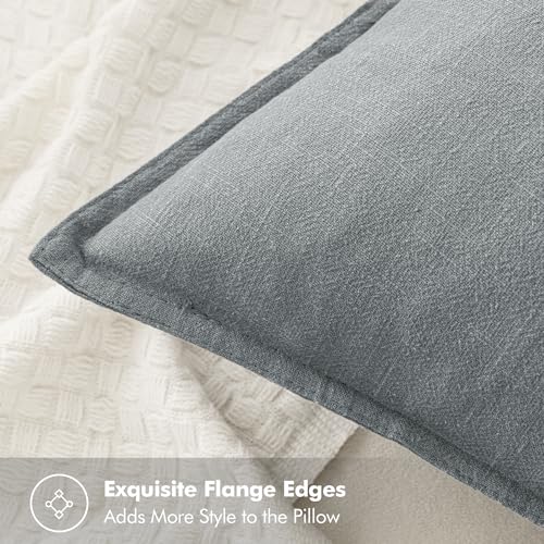 Image of MIULEE Decorative Linen Pillow Covers 18x18 Inch Gray Boho Farmhouse Neutral Couch Throw Pillows for Bed Pack of 2 Accent Modern Pillowcase Sofa Livingroom Home Decor