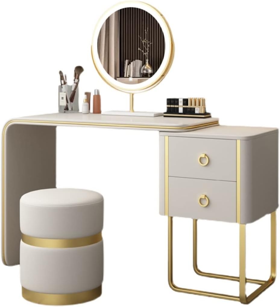 Lightweight Bedroom Dresser Plus Lighting Equipment Compact Storage Vanity Makeup Bench
