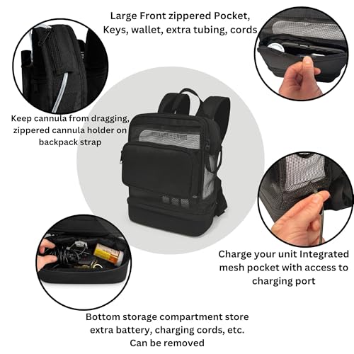 O2TOTES Lightweight Backpack Compatible with Drive DeVilbiss iGo2 by O2TOTES WEAR YOUR OXYGEN WITH STYLE - Image 2