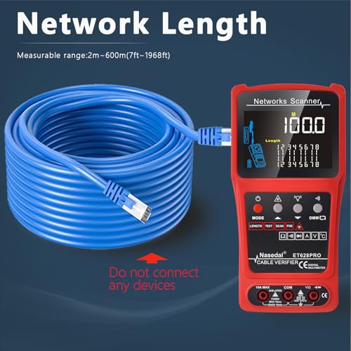 Testeur multimètre RJ45 ET628 PRO pour mesurer la longueur de câble - 6