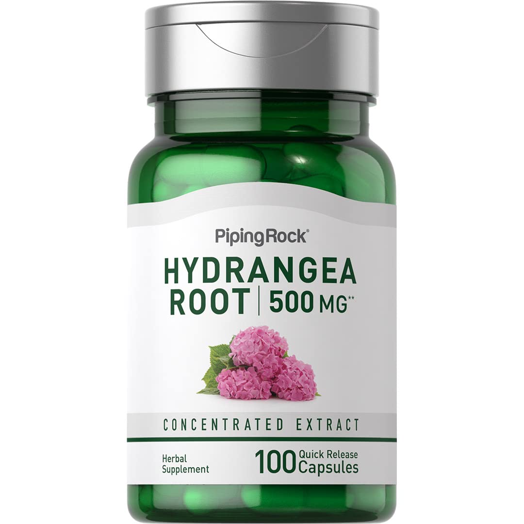Piping Rock Hydrangea Root Capsules 500mg | 100 Count | Concentrated Extract Supplement | Non-GMO, Gluten Free
