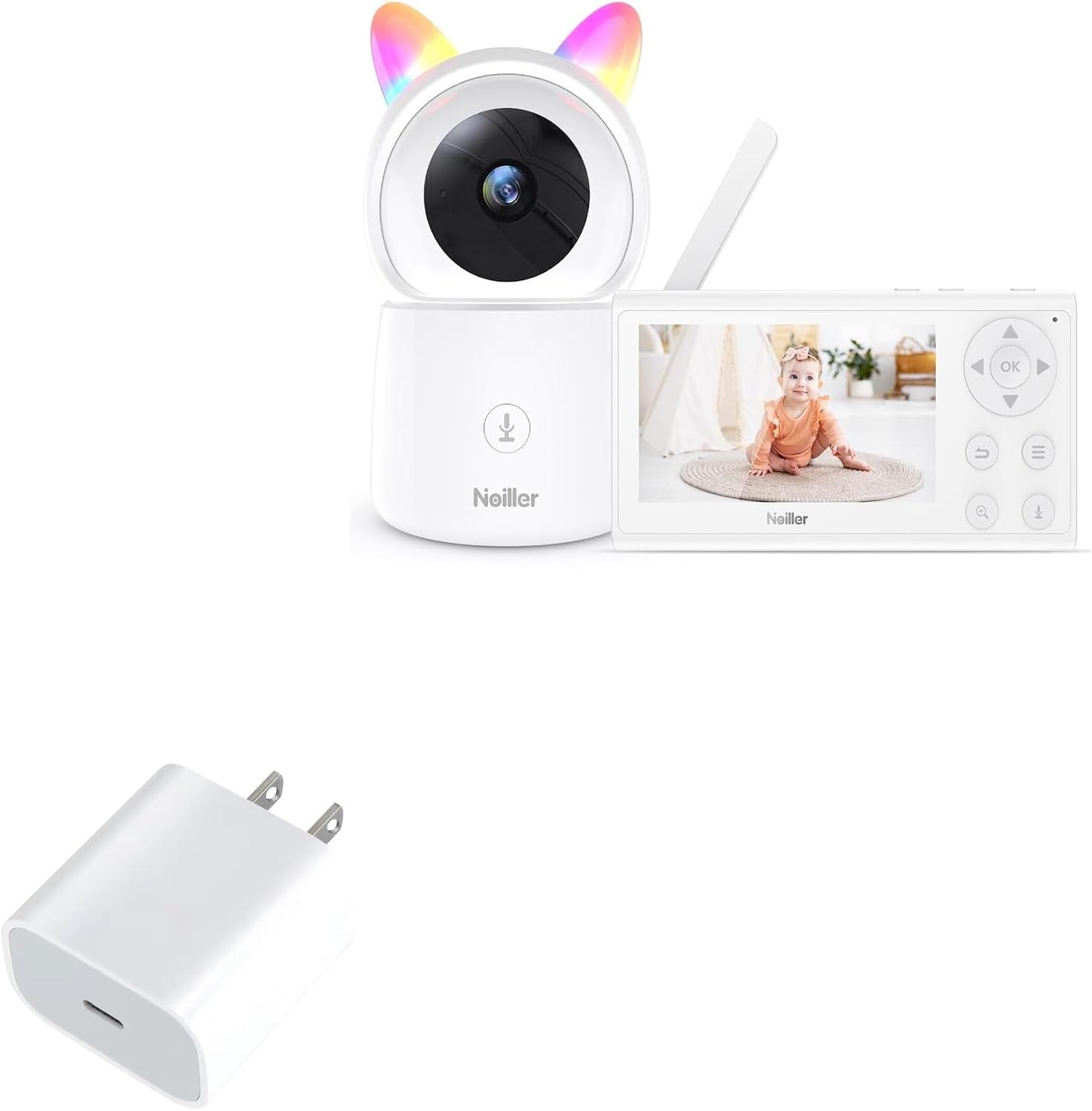 BoxWave Charger Compatible with NOILLER Baby Monitor ZY-BB2 (4.3 in) - PD GAN miniCube (30W), 30W Tiny PD GAN Type-C Wall Charger - Winter White
