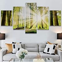SIGNWIN 5 Panel Canvas Wall Art Modern Art Dramatic Forest Multicolor Photography Romantics Scenic for Home Decorations Ready to Hang - 60
