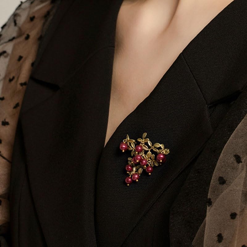 3-Piece Alloy & Enamel Cranberry Brooches, Elegant Blue-Green Fruit Design – Fashionable Women’s Accessories - Image 2
