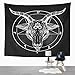 Emvency Tapestry Pentagram with Demon Baphomet Satanic Goat Head Binary Symbol Tattoo Retro Music Summer for Biker Black Home Decor Wall Hanging for Living Room Bedroom Dorm 60x80 Inches