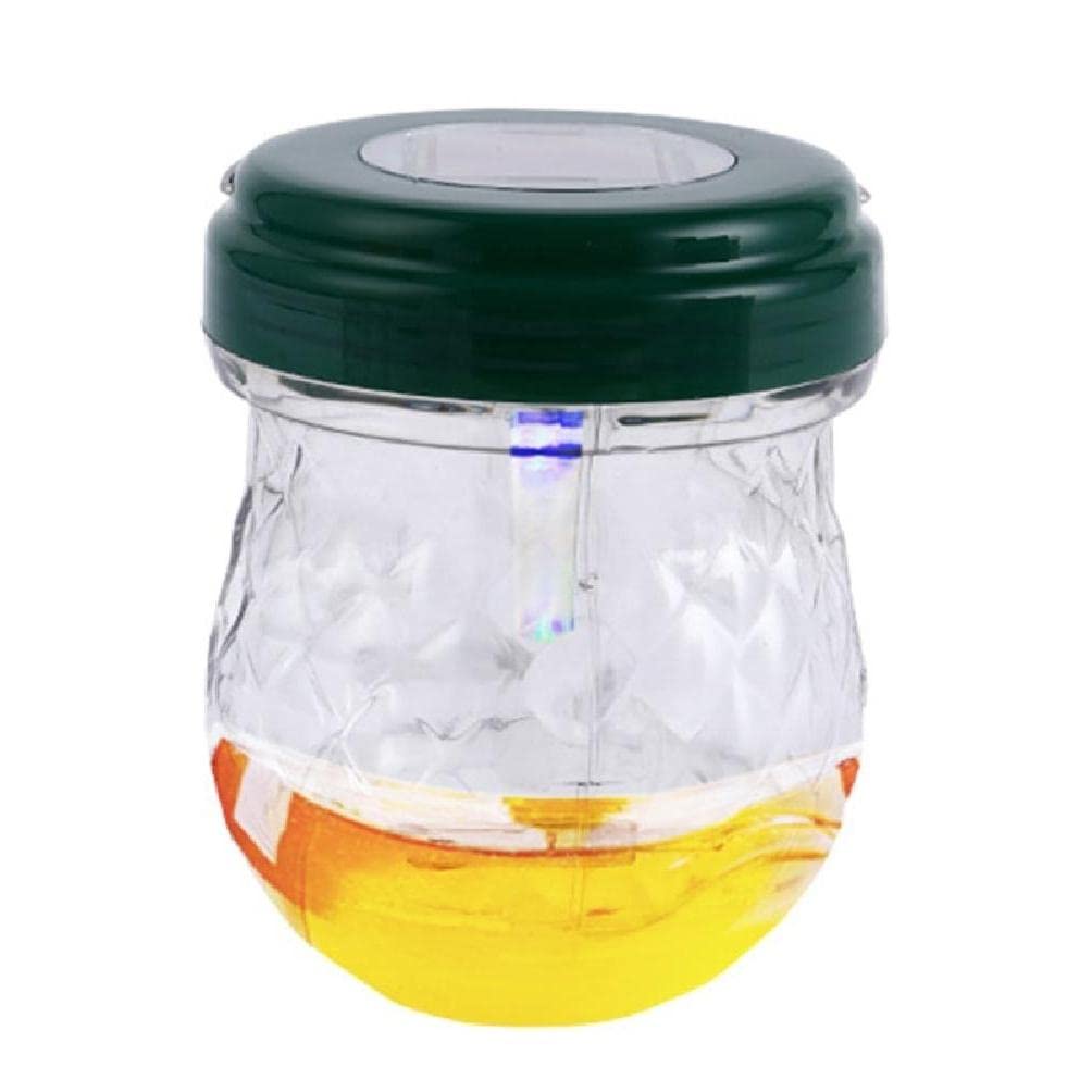 Solar Powered Wasp Trap Outdoor Hanging Bee Trap with LED Light Waterproof Yellow Jackets Traps Reusable Portable Wasp sticky wasp traps outdoor hanging bag replacement nectar-solar powered