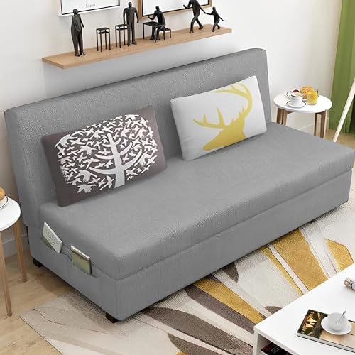 Image of Divano 3 Seater Sofa Cum Bed for Living Room (Grey) Premium Fabric Sofa