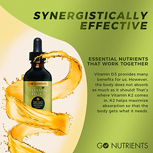 Go Nutrients Liquid Vitamin D3 With K2 (Mk-7) Drops - Vitamin D Liquid Vitamins With K2, Vitamin D3 And K2 Liquid Vitamin Drops, 1Oz #TOP2