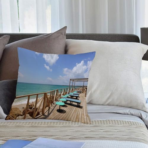 KHWEJ Fundas Cojines 50x50 cm,Playa Romana Playa en Alcossebre también Alcoceber en Castellón de España,Fundas de Almohada con Estampado Fundas Cojines Sofa para sofá, Dormitorio, Oficina