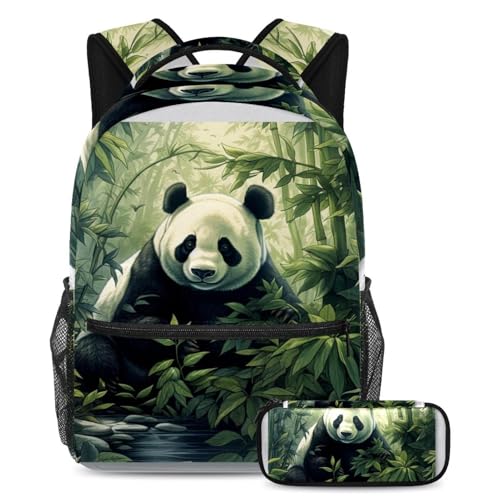 Sac à dos Art Panda dans la jungle grand modèle pour ranger toutes les fournitures
