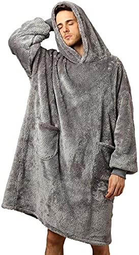 CMTOP Fleece Hooded Blanket Fluffy Soft Snuggle Hoodie Blanket Oversized Super Soft Warm Comfortable Giant Hoody Onesize Fits All Compatible Men Women Teens fluffy hooded blanket