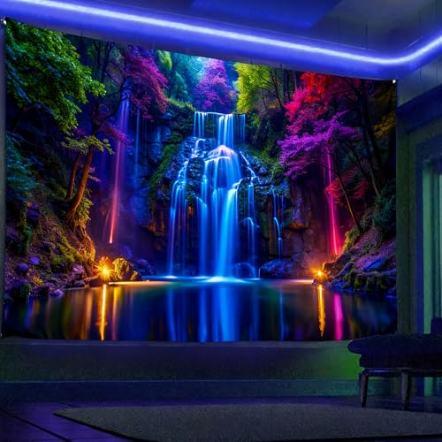 Miytal Blacklight Waterfall Tapestry - UV Reactive Glow in the