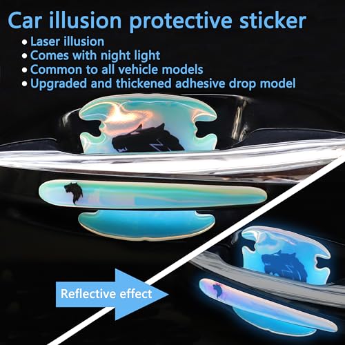 Image of 8 PCS Car Door Handle Scratch Protectors,Car Door Protector Edge Guards Universal Door Handle Protector Paint Guard (Wolf Head)