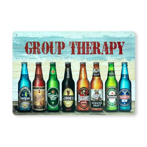 Eazywagon Decorative Retro Metal Signs Wall Plate – 12x8 Inch (Group Therapy) | Weatherproof Vintage Metal Sign Plate for Cafe, Home, Bar, Garage | Decorative Wall Hanging Sign Board