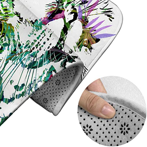 Badezimmerteppich-Set, 3-teilig, Tiger, exotische Tropische Pflanze, Hintergrund, Aquarell, waschbare Badteppiche, rutschfest, mit Rückenpolster, Konturteppich und Toilettendeckelbezug – Bild 5
