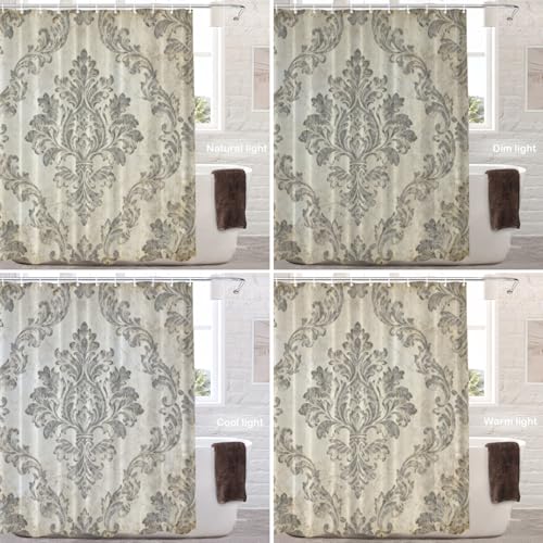 Batmerry Antique Damask Floral Decor Shower Curtain, Luxury Baroque Elegance Imperial Bathroom Decor Polyester Fiber Plastic Rings Quick-Drying Waterproof for Bathtubs/Bathroom, 72x72 inches by Batmerry - Used condition - Image 9