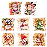 FINGOOO Christmas Small Cellophane Treat Bags, 240 Pcs Self Adhesive Clear Cookie Candy Bags for Xmas Holiday Party Favors Gift Wrap