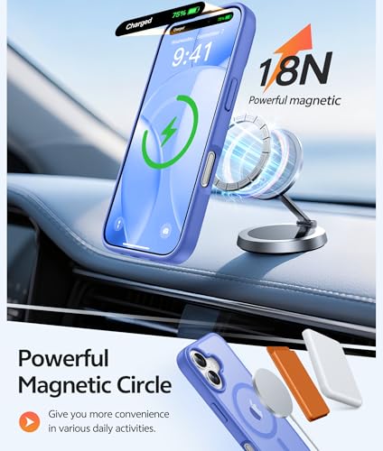 Image of FNTCASE for iPhone 16 Case [Compatible with Magsafe] Translucent Matte Cases with [Screen Protector] Military Grade Shockproof Protective Phone Cover - Ultramarine