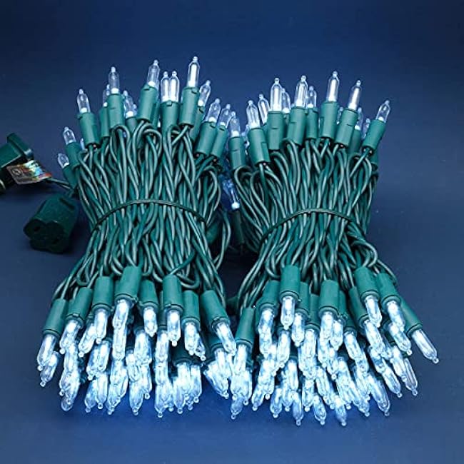 200 Count Cool White LED Christmas Lights, 66 ft Green Wire UL Certified Commercial Grade LED Holiday String Light Set (Cool White)