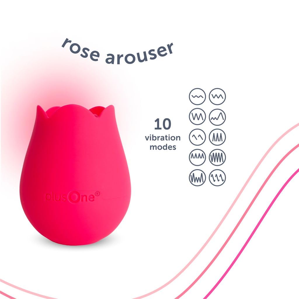 plusOne Vibrador rosa para mujer, estimulador de clítoris hecho de silicona segura para el cuerpo, IPX-7 impermeable, recargable por USB y 10 ajustes de pulsación
