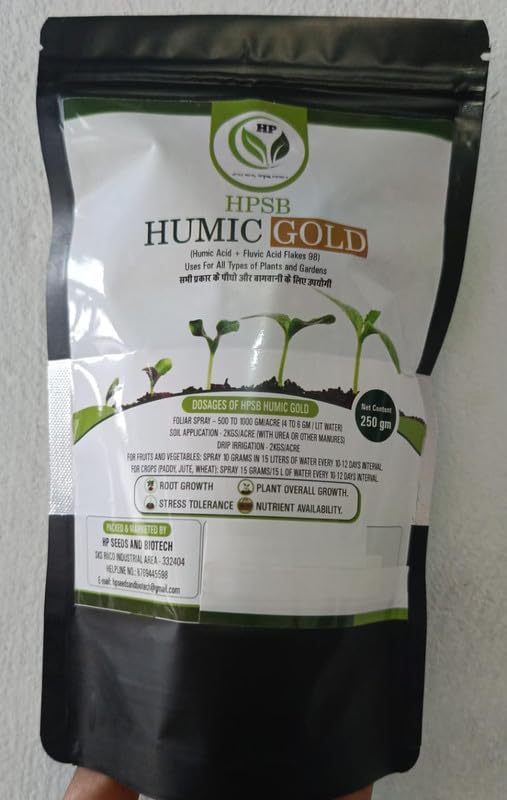 HUMIC GOLD (Potassium Humate Flakes 98%) 250g, Root Stimulant, Plant Development Fertilizer, Home Garden Bio Stimulant, Plant Growth Enhancer, Soil Conditioner for Indoor & Outdoor.250 gm (B0D9WG6GHZ) Amazon Price History, Amazon Price Tracker