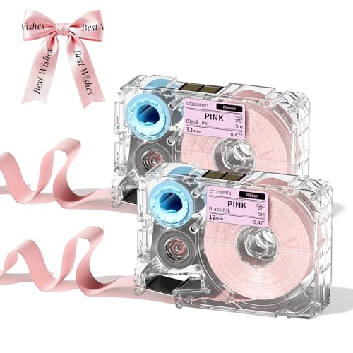 Phomemo A30 P15 Cinta de Transferencia Térmica Exclusiva, Cinta de Seda para Envoltura de Regalos, Ramos de Boda, DIY, Decoración de Fiestas, 12mm*5m, 2 Rollos, Base, Caracteres Negros ✅