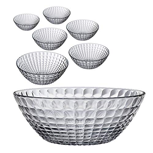 Conjunto de Tigelas de Vidro, Bubble, 7 peças, Transparente, Euro