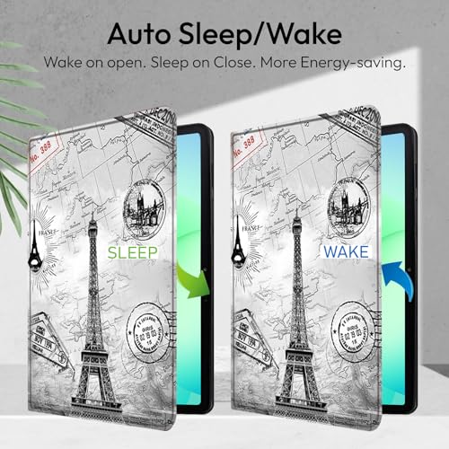 Image of Robustrion Cover for Samsung Galaxy Tab A11 Plus Cover Case 11 inch, Folio Cover Case for Samsung Galaxy Tab A11 Plus Cover /Tab A11+ Tablet Cover with Pencil Holder - Eiffel