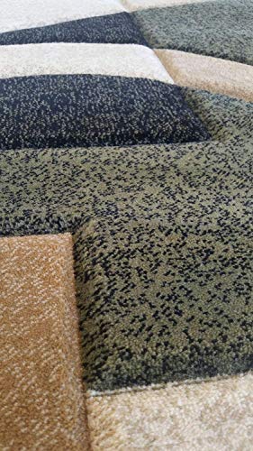 Contempo Modern Round Contemporary 400,000 Point Area Rug Green Geometric Design 322 (4 Feet X 4 Feet) #TOP5