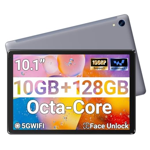 MUISOO Tablet 10.1" Android Tablet, Octa-Core Processor, 10GB RAM+128GB ROM 1TB Expandable, Widevine L1 1280x800 IPS HD Touchscreen, 5MP+8MP Dual Camera Face Unlock, 5000mAh Battery WiFi 6 BT5.3,Gray