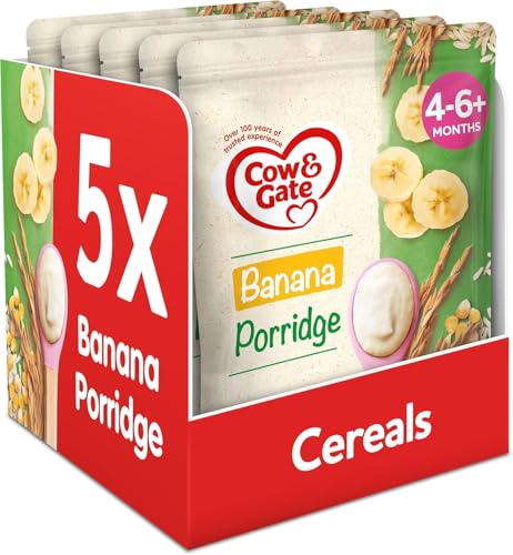 Cow & Gate Banana Porridge Baby Food Cereal 4-6+ Months 125g (Pack of 5)