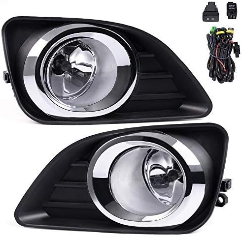 New Front Bumper Fog Light, Driver And Passenger Side Compatible For Toyota Camry 2010 2011 Fog Lamps Kit W/Switch + Bulb +Bezel