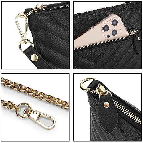 Image of YALUXE Genuine Leather Wristlet Handbags Purses Cell Phone Pocket Clutch Wallet Crossbody Bags for Women