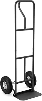 S AFSTAR P Handle Hand Truck, High Back Sack Barrow with 10" Rubber Wheels, Built-in Double Bearings & Foldable Load Plate, Heavy Duty Metal Trolley for Lifting Moving Delivery, 660 LBS Max Load